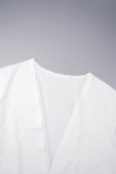Bianco Casual Solid Basic U Neck Plus Size Set di tre pezzi