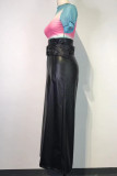 Black Street – pantalon droit en Patchwork avec poche et fermeture éclair, taille haute, jambes larges, couleur unie