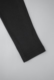 Zwarte casual print basic tops met U-hals