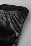 Tops sem alças assimétricos pretos sexy casuais sólidos sem costas