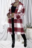 Cappotto cardigan scozzese casual multicolor con colletto rovesciato e taglie forti