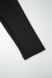 Robe longue noire élégante en patchwork uni à col en V