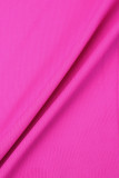 Roze rood sexy zoet feest elegante formele patchwork doorzichtige mesh asymmetrische jurken