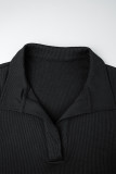 Schwarze, elegante, solide, lange Kleider mit Patchwork-V-Ausschnitt