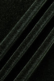 Schwarze, süße, feste Bandage-Patchwork-Overalls mit schrägem Kragen