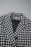 Black Casual Patchwork Cardigan Turndown Collar Outerwear