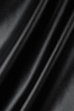 Zwarte sexy dagelijkse feest elegante eenvoud split effen kleur asymmetrische jurken