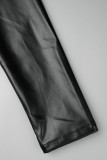 Zwarte sexy dagelijkse feest elegante eenvoud split effen kleur asymmetrische jurken