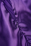 Púrpura Casual Sólido Patchwork Plisado O Cuello Vestido largo Vestidos