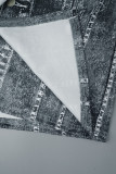 Tweedelige grijze Street Print Patchwork O-hals met lange mouwen
