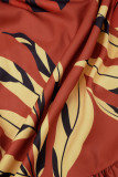 Robes de robe imprimées à col de chemise en patchwork imprimé de rue rouge