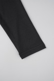 Robe longue décontractée noire à col en U et couleur unie Frenulum