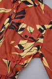 Rote Street-Print-Bandage-Patchwork-Hemdkragen-bedruckte Kleider