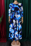 Хаки Элегантное платье с принтом в стиле пэчворк на молнии с круглым вырезом и принтом Платья
