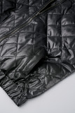 Capispalla casual con colletto con cerniera patchwork solido nero