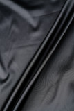 ブラック セクシー ソリッド パッチワーク バックレス ストラップレス ロング ドレス ドレス