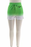 Lichtpaarse, rechte broek met casual print en middentaille