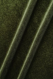 Mörkgröna Casual Solid rygglös U-hals västklänningsklänningar (med ärmar)