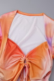 Color Sexy Estampado Vendaje Ahuecado Patchwork Cuello asimétrico Falda tubo Vestidos