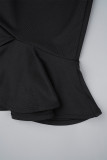 Черные сексуальные повседневные однотонные платья-жилет с открытой спиной и бретельками