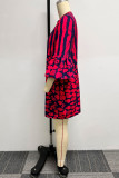 Rose Red Casual Sweet Daily Mixed Printing Printing Dresses