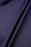 Tibétain bleu rue solide Patchwork cordon de serrage poche col à capuche manches longues deux pièces