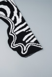 Zwarte casual patchwork asymmetrische v-hals mouwloze twee stukken