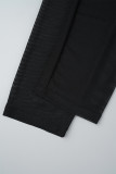 Schwarze, sexy, einfarbige, durchsichtige, rückenfreie, schulterfreie Skinny-Jumpsuits im Patchwork-Stil