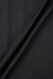 Robe longue noire sexy et décontractée, couleur unie, dos nu, col rond