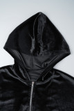 Черный сексуальный однотонный бандаж в стиле пэчворк на молнии с лямкой на шее с длинным рукавом из трех предметов