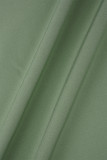 Abito a camicia con colletto rovesciato patchwork solido casual verde Abiti taglie forti