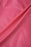 Розово-красный уличный однотонный пэчворк с отложным воротником с пряжкой и длинными рукавами, два предмета