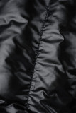 Vêtement d'extérieur à col rabattu contrasté décontracté noir