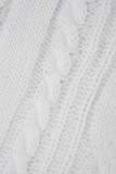 Wit casual effen patchwork met riem coltrui lange mouwen twee stukken