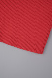Rode sexy effen uitgeholde rugloze strapless gewikkelde rokjurken