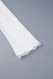 Weiße Street Solid Patchwork O-Ausschnitt lange Kleider