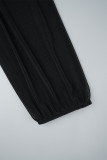 Vestidos de manga larga con cuello en V y estampado informal sexy negro