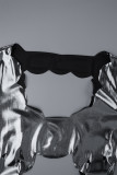 Темно-серые сексуальные однотонные платья-юбки с кисточками и открытой спиной, U-образным вырезом и запахом