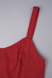 Красное сексуальное повседневное однотонное платье-жилет с открытой спиной на бретельках платья