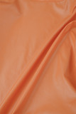 Arancione Street Solid Patchwork Fibbia Colletto con risvolto Manica lunga Due pezzi