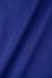 Branco azul casual cor bloco retalhos cordão bolso zíper gola com capuz manga comprida duas peças
