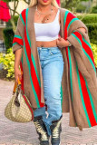 Kaki Street Color Block uitgeholde patchwork vest met split en kraag bovenkleding