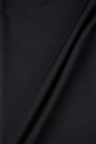 Zwarte sexy casual effen patchwork rugloze contrasterende mouwloze jurk met spaghettibandjes
