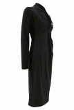 Черные элегантные платья-юбка-карандаш с буквенным принтом и V-образным вырезом