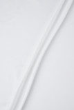 Witte casual effen basisjurken met vierkante kraag en lange mouwen