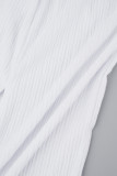 Branco Sexy Bandagem Sólida Patchwork Corda O Pescoço Manga Curta Duas Peças