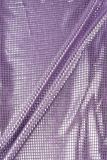 Abiti lunghi viola eleganti con spalline in patchwork solido con cerniera e cinturino per spaghetti