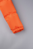 オレンジ カジュアル ソリッド パッチワーク ジッパー カラー スキニー ジャンプスーツ