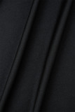 Vestidos longos de lantejoulas sólidas de rua preta com abertura alta e decote em V