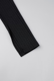 Black Casual Solid Bandage Patchwork Slit Zipper O Neck Skinny Jumpsuits